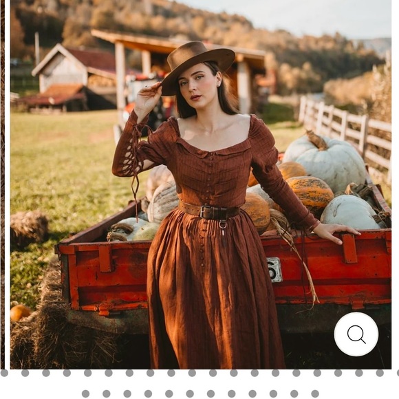 LINENNAIVE Nicola 33 Regency striped dress amber brown size large NWT - Picture 15 of 16